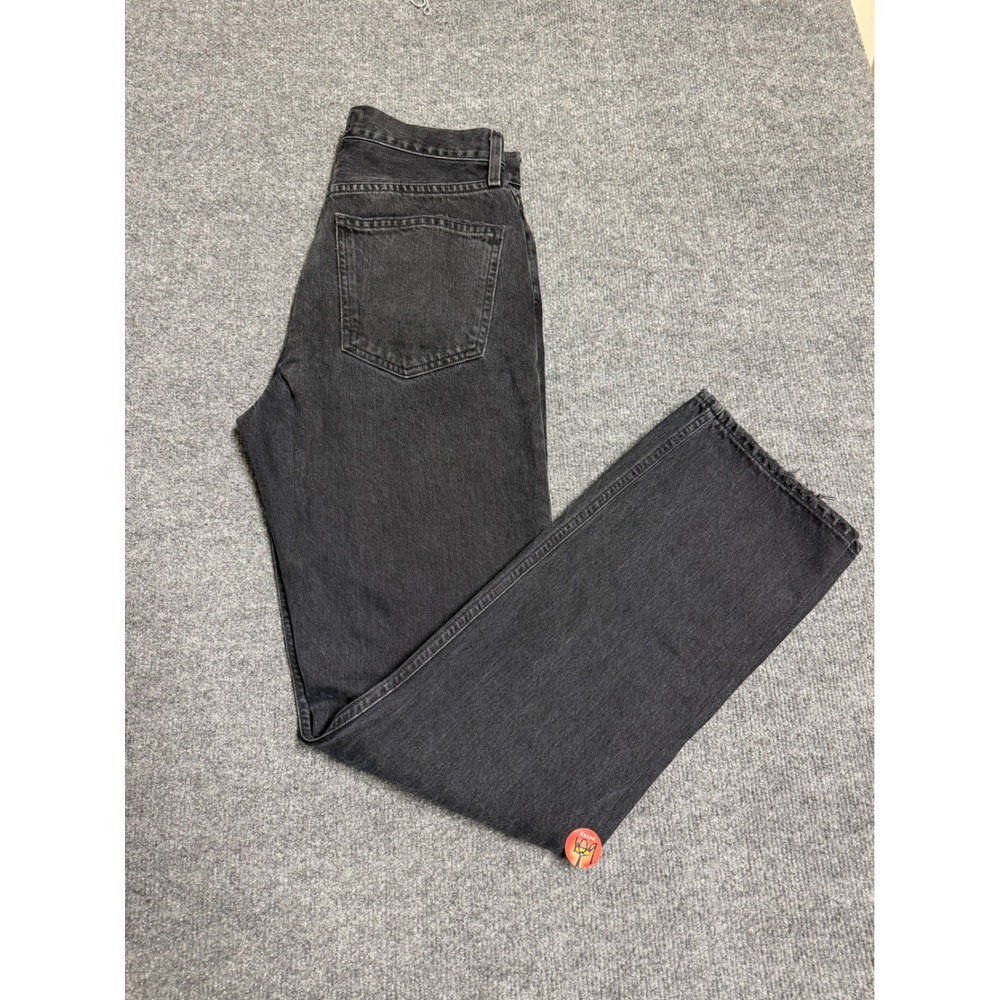 AGOLDE Women's Gray Dark Wash High Rise Straight Distressed Cotton Jeans Size 26